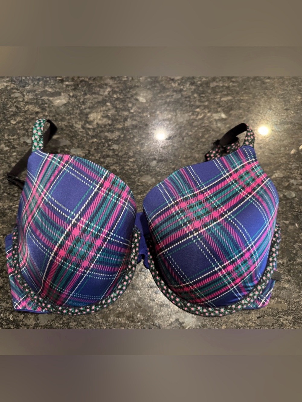 Victoria's Secret Blue and Pink Plaid Bra-
Like New